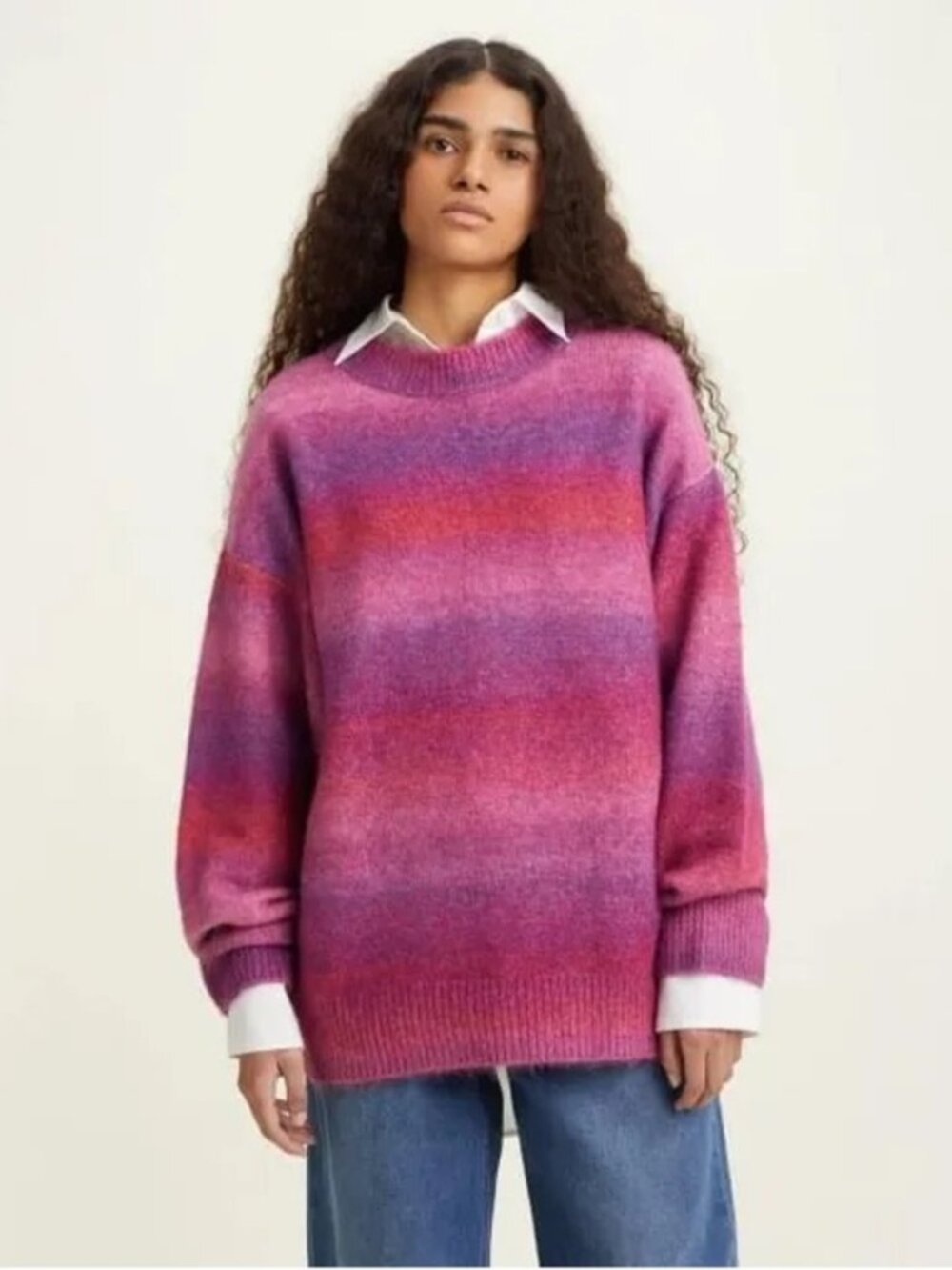 Levi's Women's Cloud Crewneck Marled Knit Cozy Sweater-Pretty in Pink
